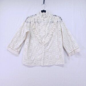 Vintage Carefree Fashions Scottsdale Arizona Lace Blouse Ruffle Cottagecore Cute